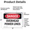 Signmission Overhead Power Lines Danger Sign, Vinyl Decal, 7in W x 5in L, 2PK OS-2PACK-DS-D-57-L-1682 - alternate 2